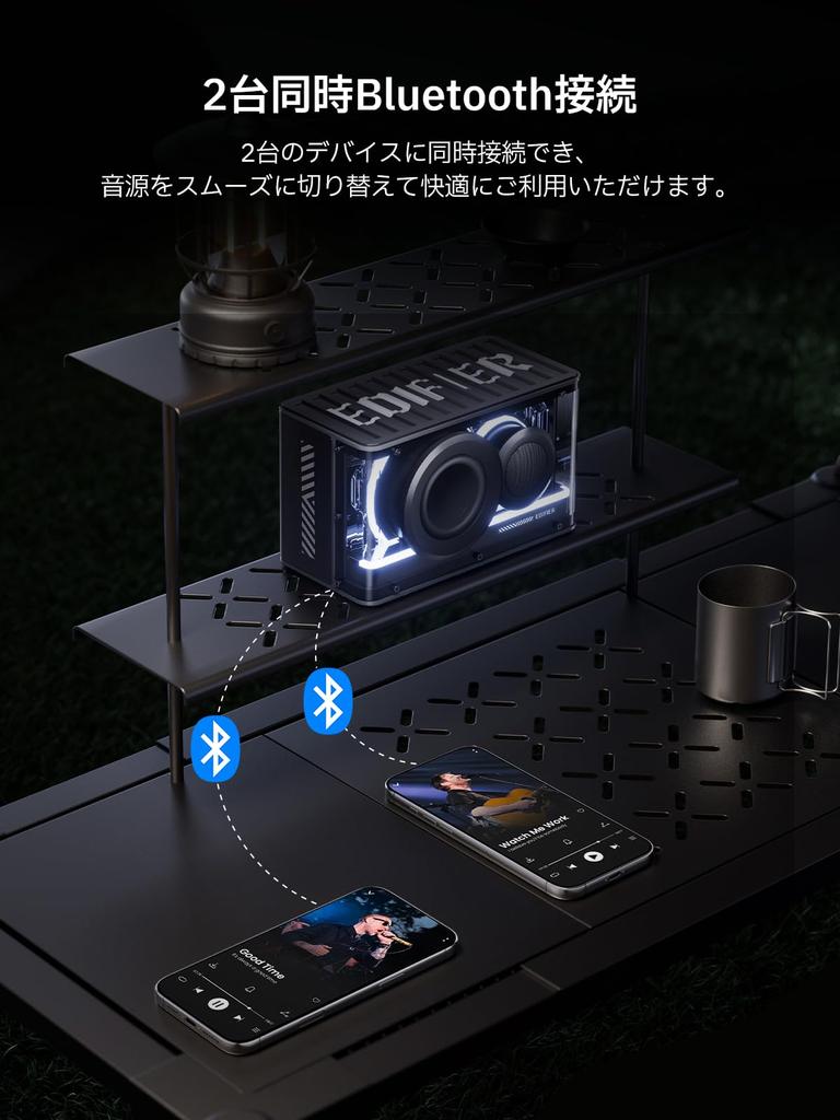 Edifier QD25 Compact Portable Speaker with Bluetooth 25W 15 Hours of Continuous Stereo RGB Equalizer App White 6.0, Output, Playback, Pairing,