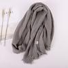 Fashion Designer Linen Cotton Scarf Women Solid Color Muslim Hijab Scarves Shawls Plain Big Pashmina Wrap Head Hair Scarf