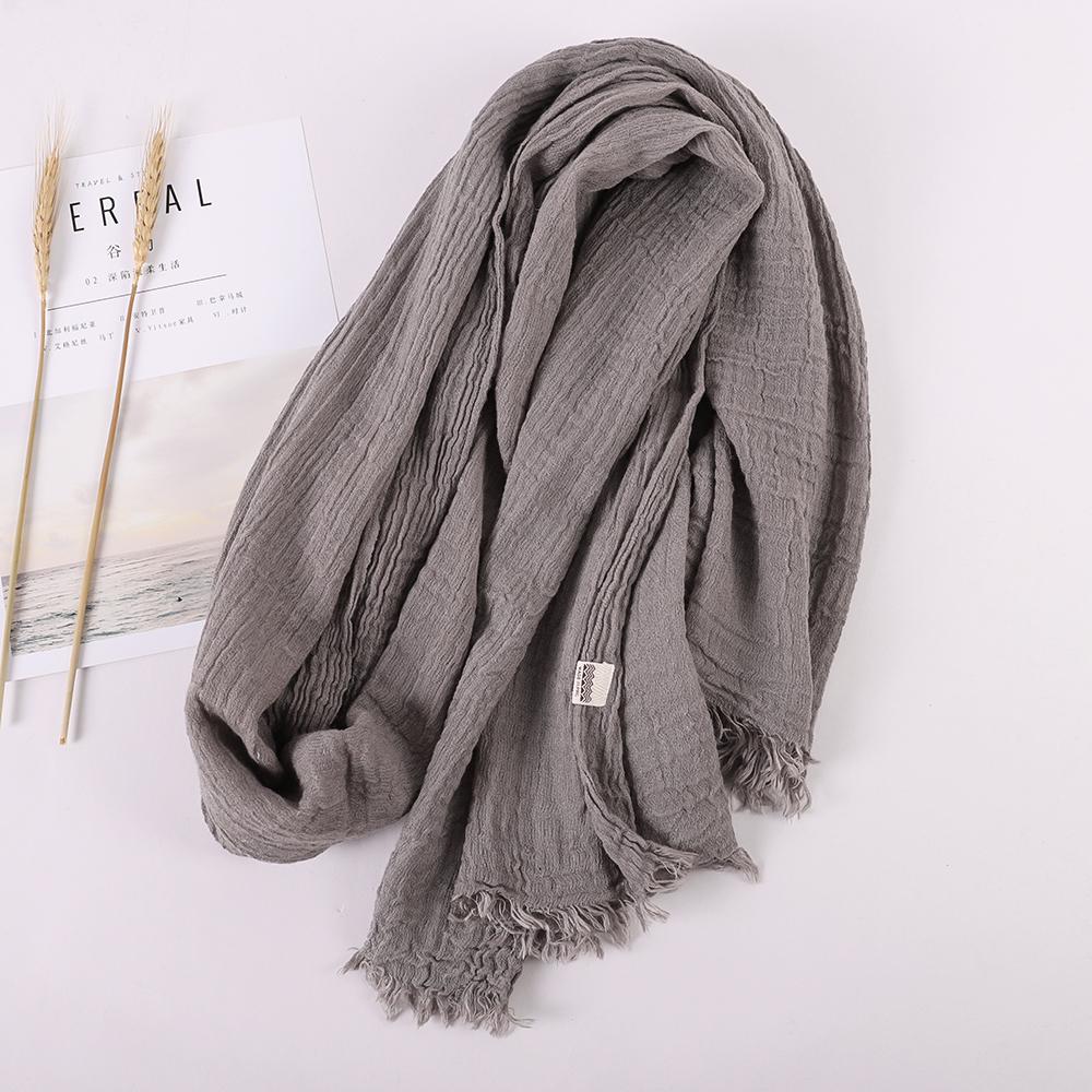 Fashion Designer Linen Cotton Scarf Women Solid Color Muslim Hijab Scarves Shawls Plain Big Pashmina Wrap Head Hair Scarf