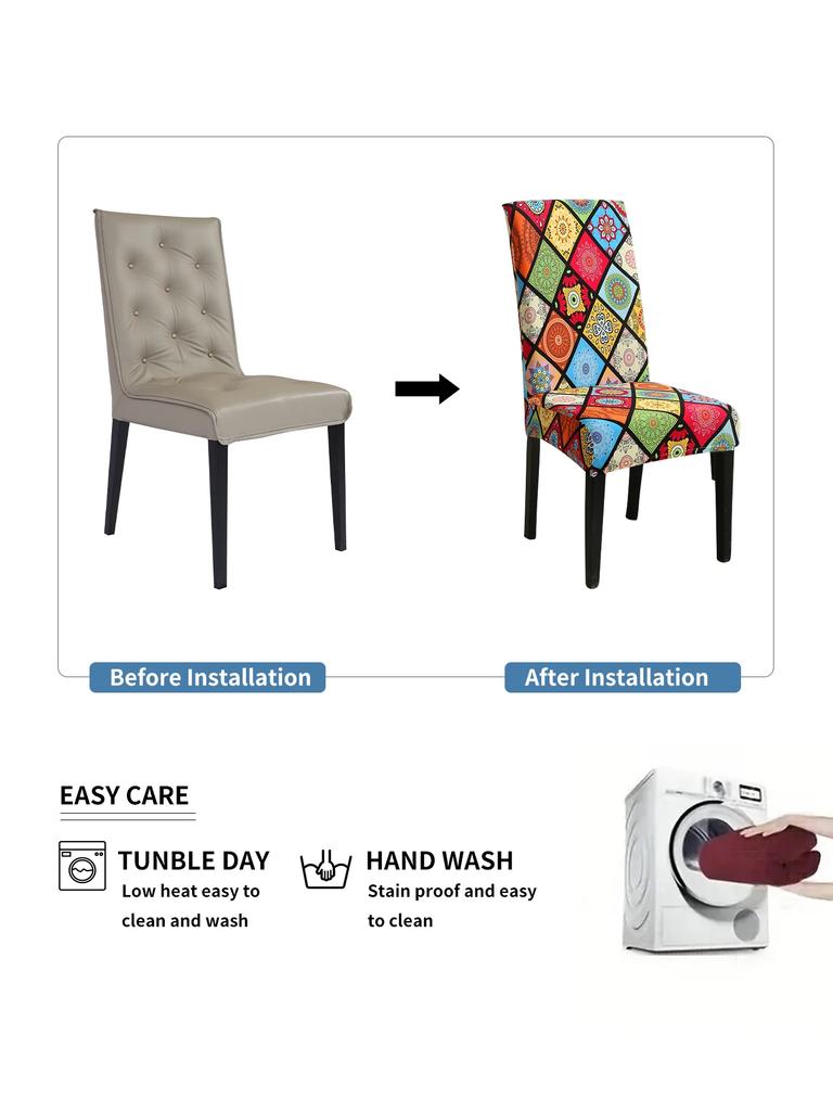 1PC Printing Elastic Dining Chair Cover Stretch Seat Case Slipcovers Chair Covers for Dining Room Wedding Hotel Banquet Office