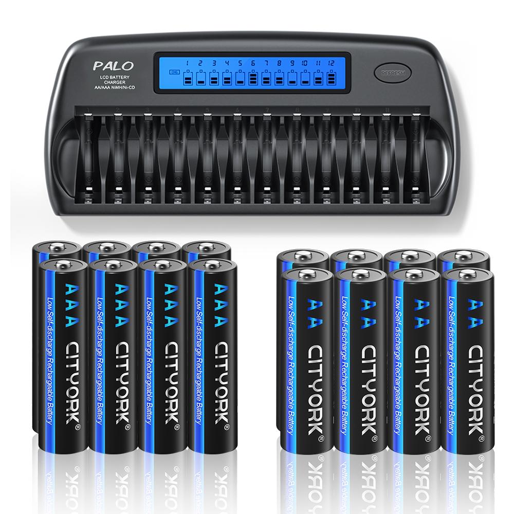 CITYORK 1.2V AA AAA NIMH Rechargeable Batteries 2A 3A With 12 Slots Fast Smart Intelligent charger for 1.2V AA AAA Battery