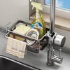 Multi-Functional Kitchen Faucet Storage Rack for Sink: Draining Basket, Sponge & Brush Holder.