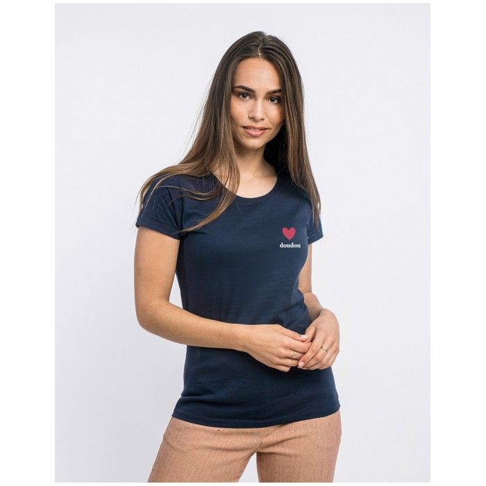 T-shirt femme - Ma Petite Tribu - Doudou - Bleu - Coton bio - Manches courtes