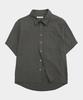 PLACESTUDIOMAN Essential City Boy Pigment Pocket Collar Oversized Cotton Basic Short Sleeve Shirt_2 Colors