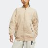 Adidas Neo Solid Color Print Logo Zip-Up Warm Jacket Women Outerwear Khaki IB2725