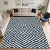 Blue Modern Geometric Style Big Living Room Rug Decoration Laundry Room Antiskid Fluffy Carpet Easy Clean Short Velvet Floor Mat