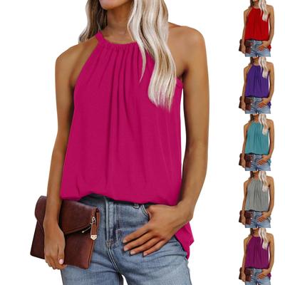 Chaleco de verano para mujer, plisado, de color liso, suelto, sin mangas, básico, informal, holgado