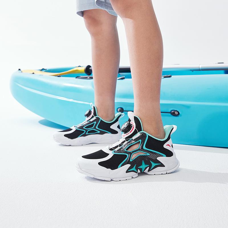 Anta Honghu 2.0 PU Non-Slip Wear-Resistant Kids Casual Shoes Kids Casual Shoes Black White Green A312326992-1