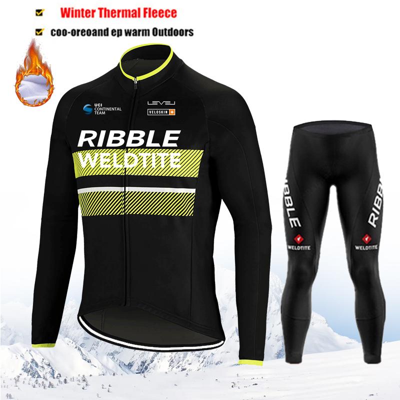 Winter Team Cycling Clothing Thermal Fleece Cycling Clothes Men Jersey Suit Outdoor Riding Bike Ropa Ciclismo MTB Bib Pants Set