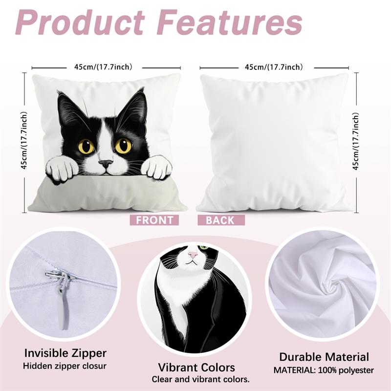 Cute Little Cate Home Cushion Covers Polyester Pillow Cover For Sofa Chair Bed Car Party Table Decoration