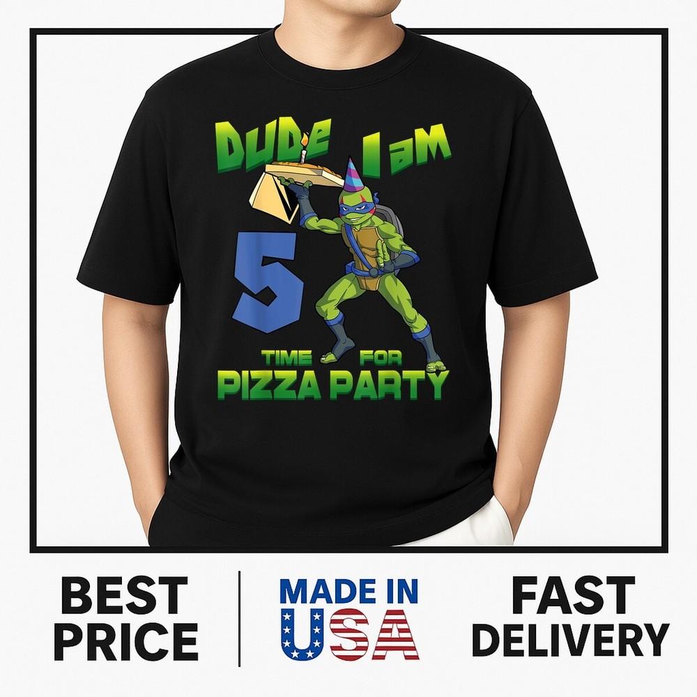 Teenage Mutant Ninja Turtles - Dude I am 5 Years Old Leo Pizza BirthdayON TREND Unisex T-Shirt XXXL