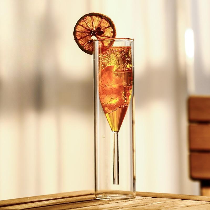 Doppelwandige Champagnergläser - Elegantes Kristall-Design Tulpen- & Flötenbecher für Hochzeiten, Cocktails & Toast, bruchsicher