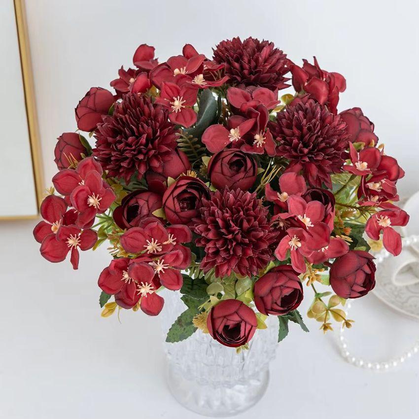 1/4pcs Artificial Flower Tea Buds Hydrangea Home Vase Table Outdoor Garden Wreath Wedding Bridal Bouquet Festival Diy Gift Decor