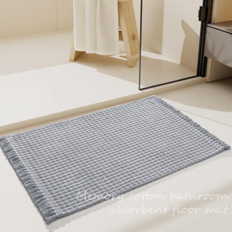 Microfiber Tassel Woven Bath Mat Non Slip Super Absorbent Bathroom Rug Soft Quick Dry Shower Floor Carpet