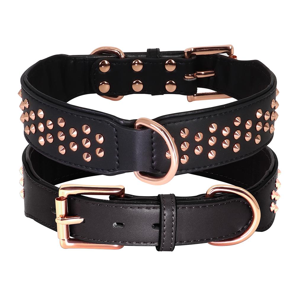 Adjustable Dog Leather Collar Cool Spikes Dogs Collars Metal Rivet Pet Accessory Durable for Show Play Medium Large Dogs Pitbull