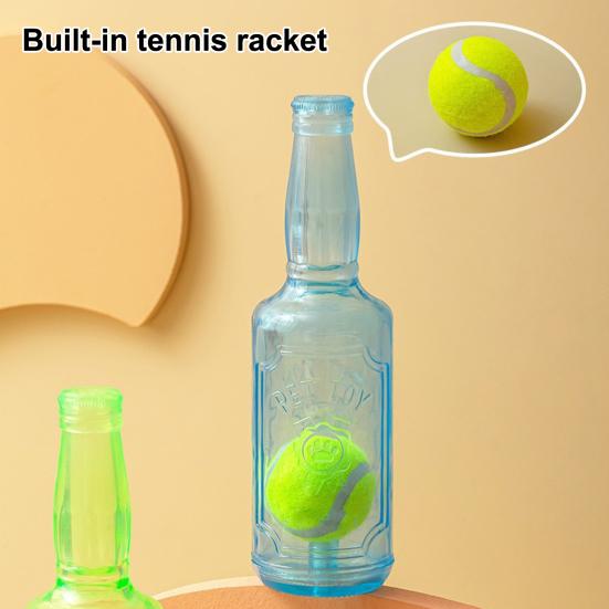 Bottle Dog ??Chew Toy Rubber Bottle with Tennis Ball Squeaky Dog Teeth Cleaning Toy Interactive Floating Toy for Small Medium Dogs Outdoor Pool Play