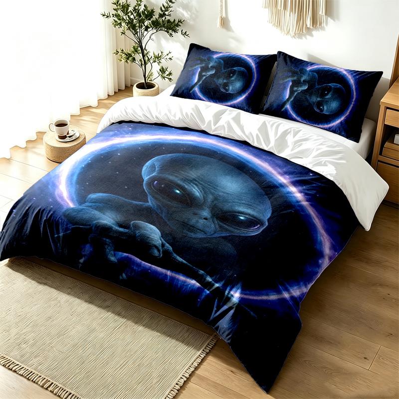 Alien 3pc Duvet Cover Set Simple Modern Bedding Set Wrinkle Resistant Soft Fabric All Season Use a perfect gift