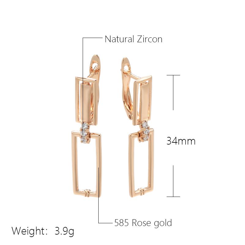 Luxury Square Drop Earrings For Women Unusual  Rose Gold Natural Zircon Geometry Earrings Fashion Minimalist Jewelry
