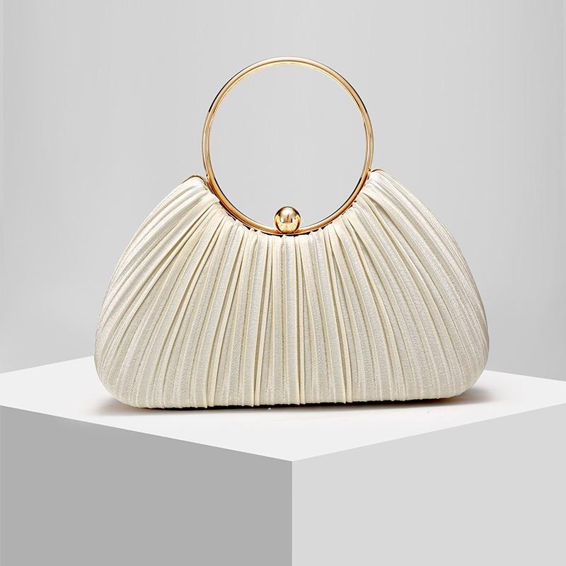 

New satin pleated dinner bag, ring hand bag, evening dress bag, new new bag, dance party bag.