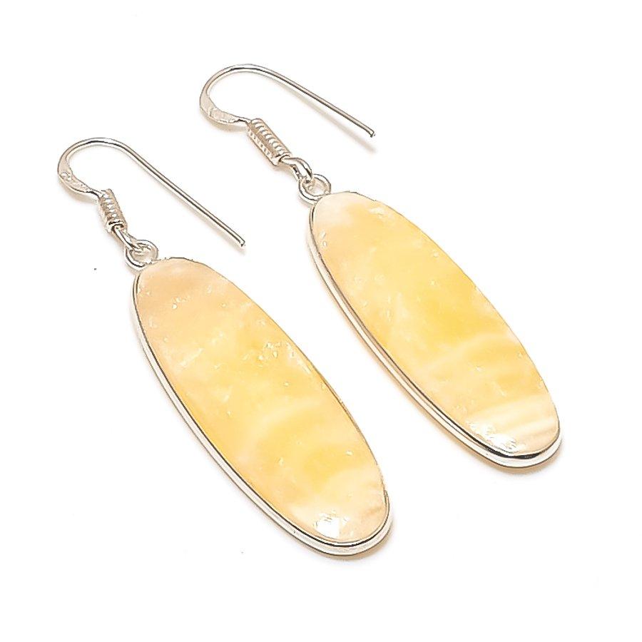 Natural Yellow Calcite Gemstone 925 Sterling Silver Jewelry Earring 2.17  AE-12157