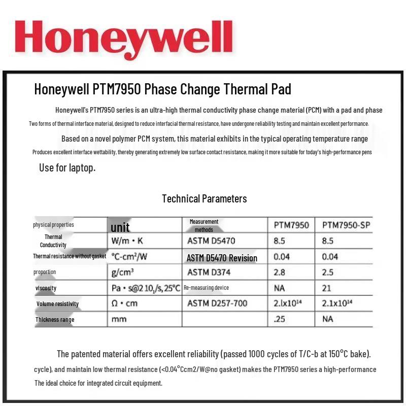 Honeywell PTM7950 Phase Change Thermal Conductive Silicone Pad