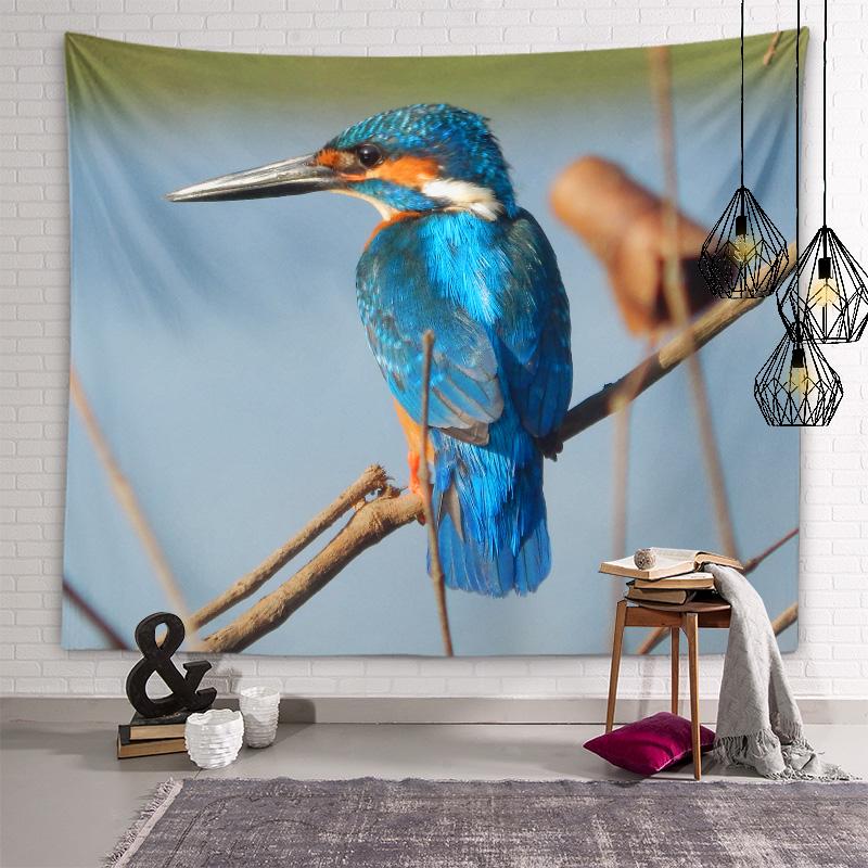Tapiserie Kingfisher Artă de perete cu păsări Tapiserie decorativă Kawaii Cameră pentru copii Sufragerie Dormitor Cameră Estetică Decor interioară