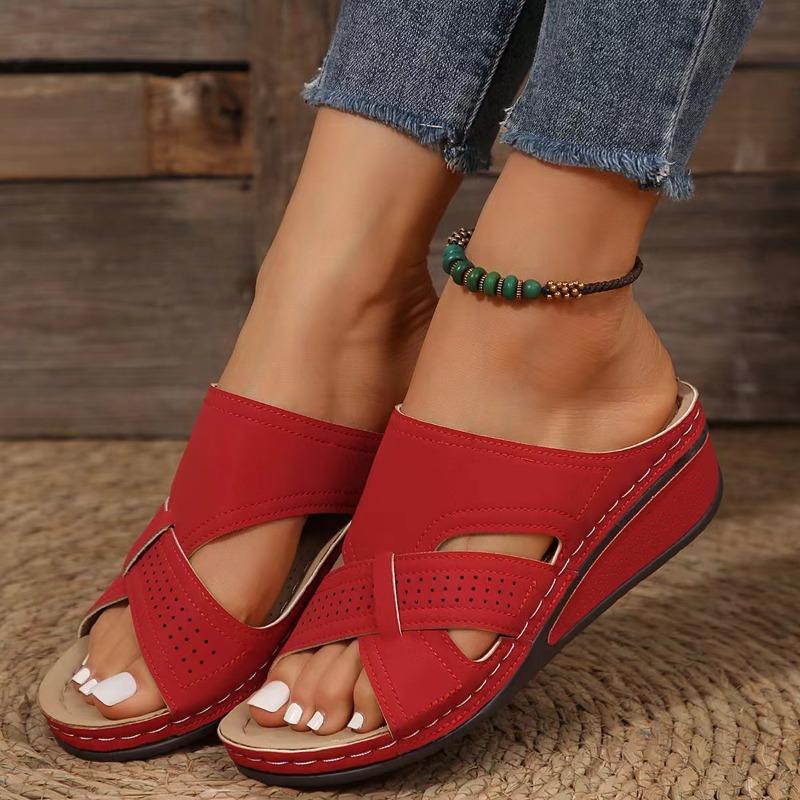 Neue Sommer Damen Übergröße Europäischer Amerikanischer Stil Offene Zehenpartie Cut-Out Slide Sandalen