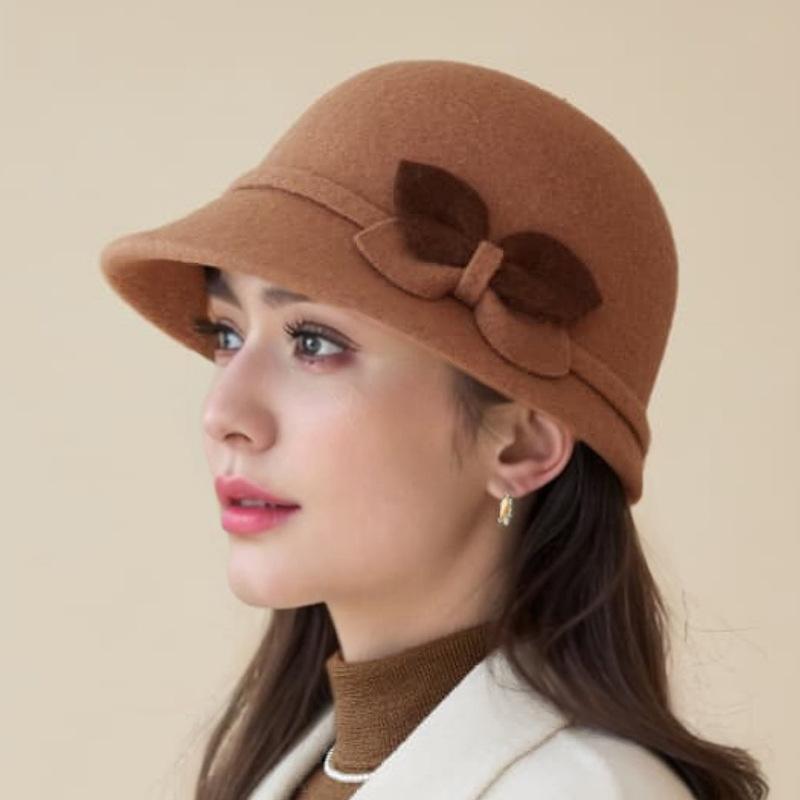 Hat Female Autumn and Winter Middle-aged and Elderly Fashion Foreign-style Wool Top Hat Thickened Thermal Basin Hat