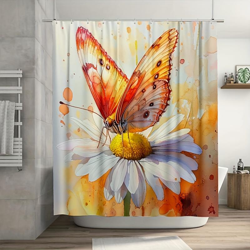 

1Pc Watercolor Butterfly Shower Curtain - Includes Curtain & 12 Hooks, 71X71 , Bathroom Decor By Lwigod298 W60H190(CM)-1 Pcs