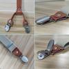 Unisex 2.5cm Elastic Leather Suspenders with 4 Clips
