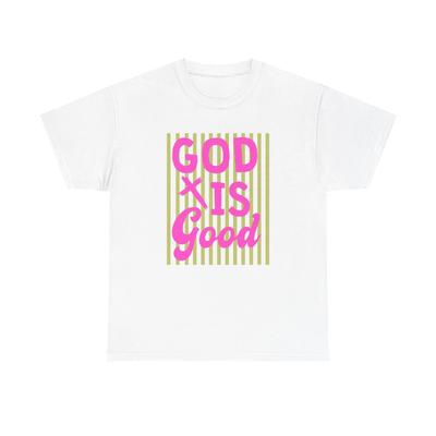 God Is Good T Shirt | Pink Script Religious Tee