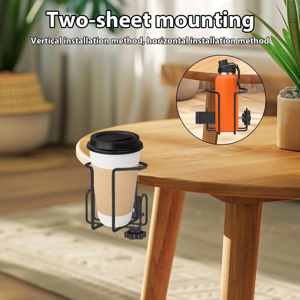 Desk Cup Holder Metal Iron Desk Bottle Storage Tray With Adjustable Side Opening Anti Spill Cup Holder for Home Office Dormitory