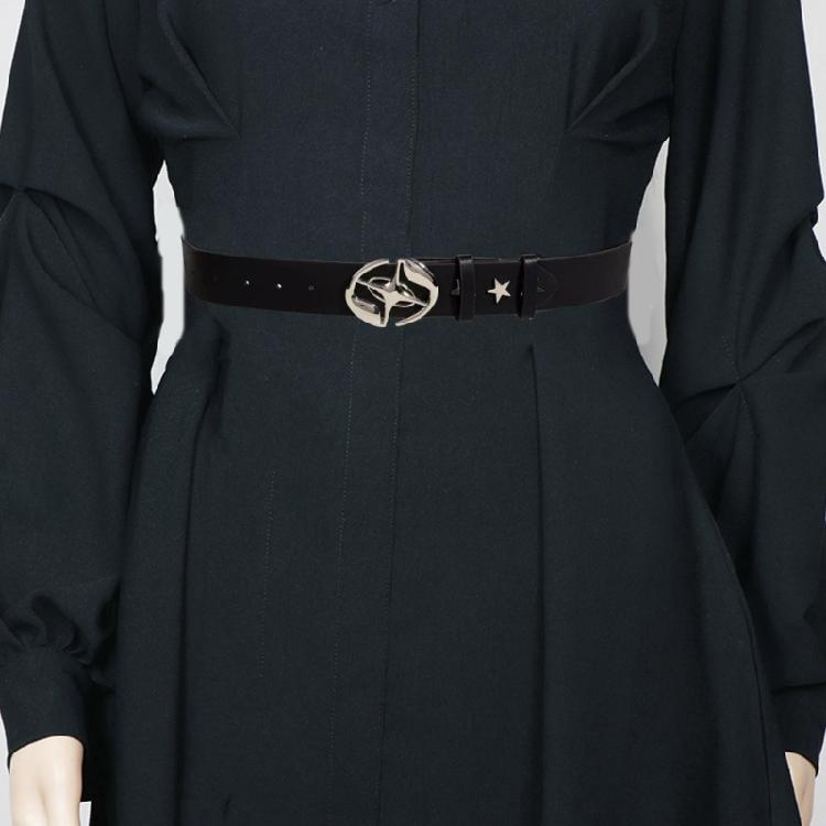 Vintage PU Belt for Women Star Buckle Belt 2000s Waistband Aesthetic Waist Belt for Teens Girl Jeans Shorts Dress Belt