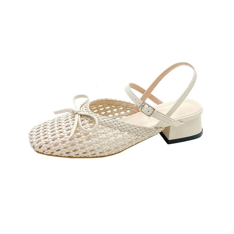 Fashion 2025 Hot Sale Ladies Shoes Buckle Strap Women's Sandals Fashion Butterfly-knot Dress Summer Hollow Out Versatile Heeled Sandals