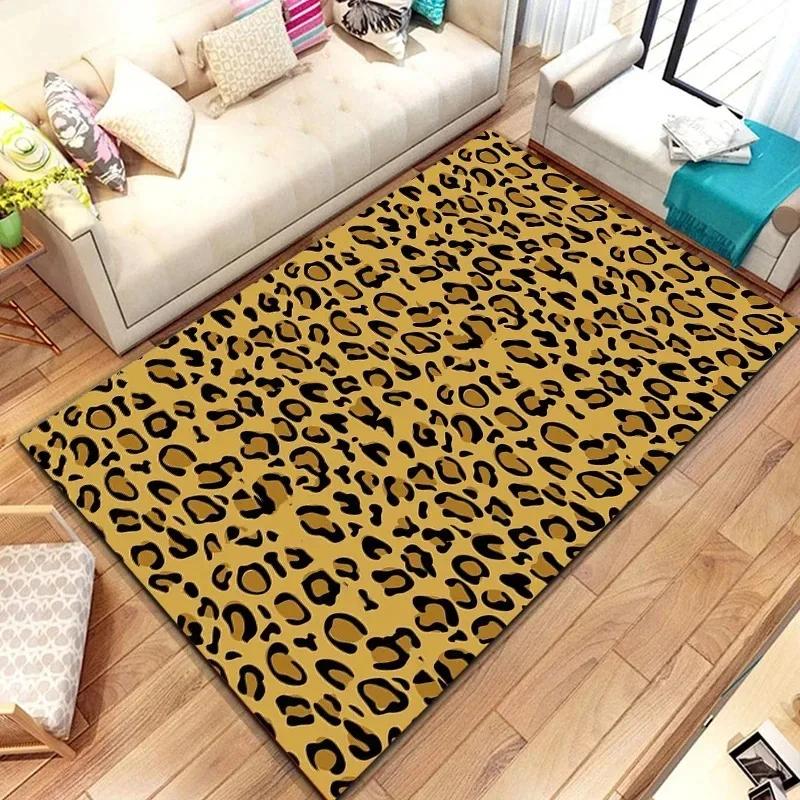 Tapis Imprimé Léopard Porte d'Entrée Sol Paillasson Lavable en Machine Tapis Décor Salon Salle de Bain Tapis Doux Antidérapant