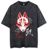 Anime Demon Slayer Agatsuma Zenitsu Graphic T Shirt Men Manga Vintage Tshirts Washed Cotton T-shirt Harajuku Male T-Shirt