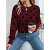 Autumn Winter Casual Color Block Polka Dot Long Sleeve Pullover Sweater Women's Fashion