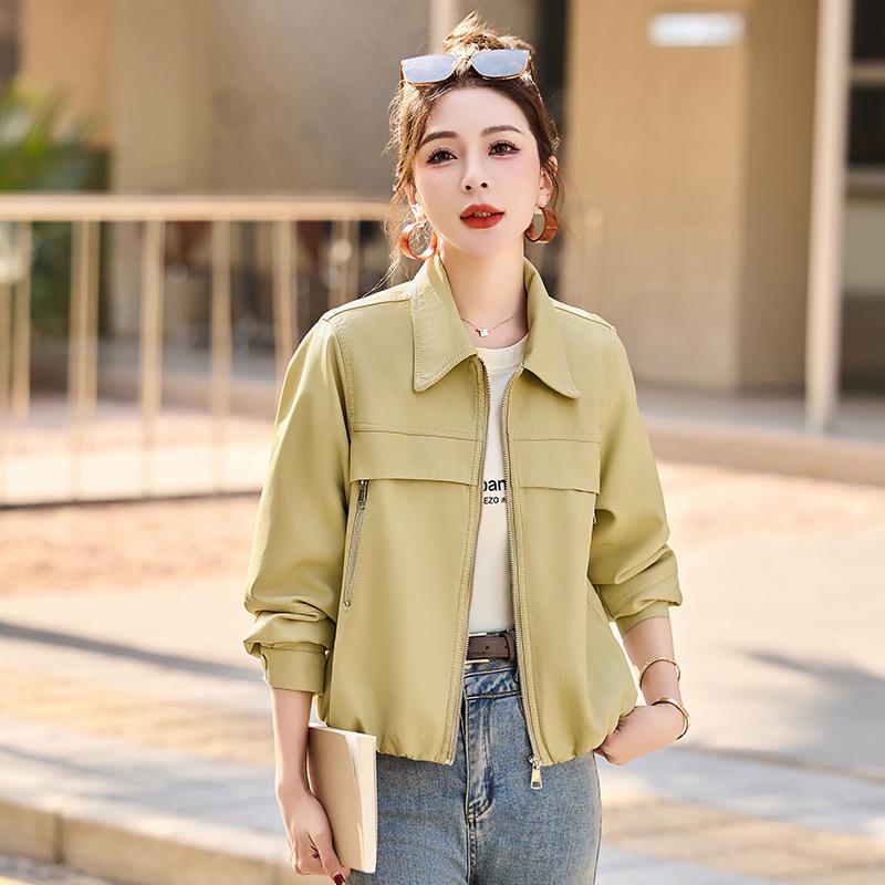 Women's Fashion Lapel PU Leather Jacket - Spring 2025 Collection, Short Coat