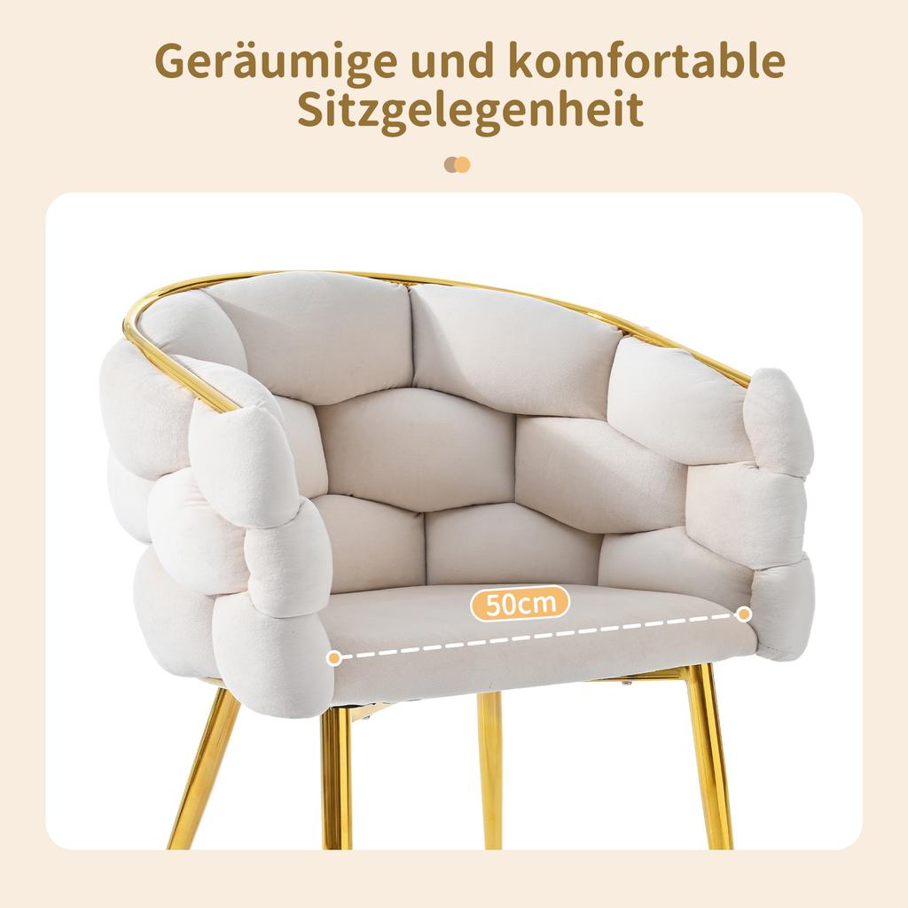 Luxury Velvet Chairs 1 Chair, Legs Made of Gilded Iron, Beige, Bubble Chairs(11.24 Replacement of the Backrest
