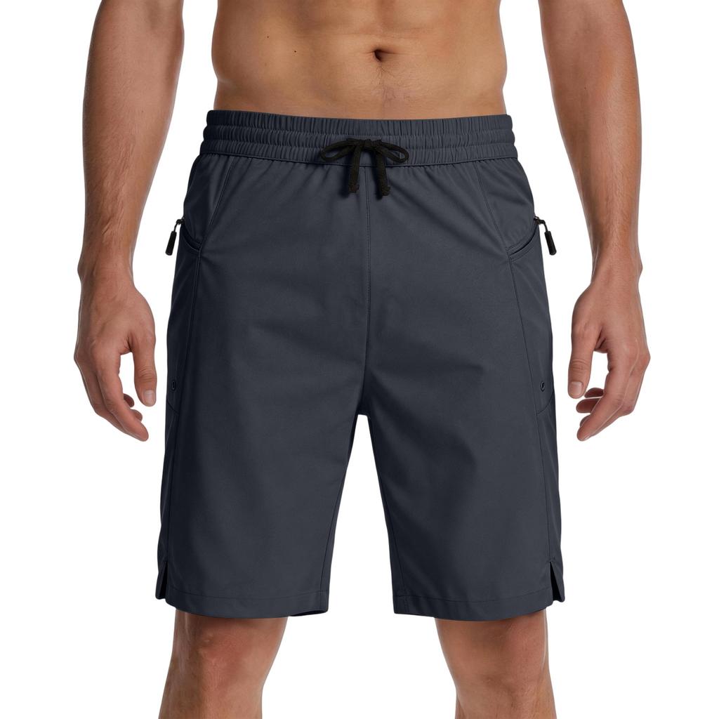 Men's Lightweight Quick Dry Sport Shorts with Zipper Pockets Elastic Waistband Breathable Fabric Casual Five Inch Inseam