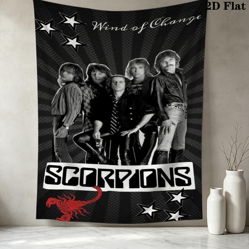 Scorpions Band Wall Tapestry Aesthetic Wall Hanging Printed Fabric Blanket Decorative Tapestries for Bedroom Living Room Home Decor