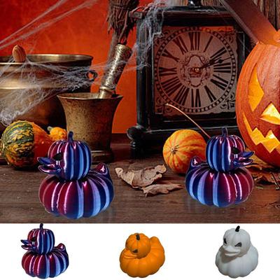 3D-gedruckte Kürbisfiguren 3D-gedruckte Schlafzimmer-Atmosphären-Dekoration Halloween-Enten Halloween-Kürbis-Enten-Dekorationen