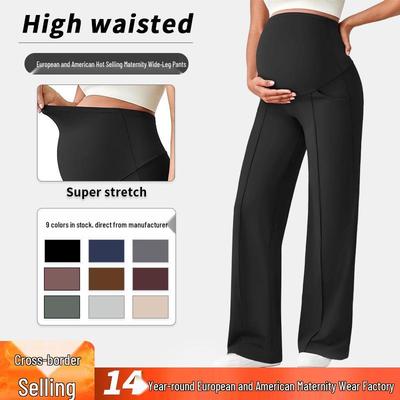 European Maternity Pants: Long, Breathable, High Waist, Wide Leg, Belly Support, Non-Tightening; Ideal for Autumn & Winter.