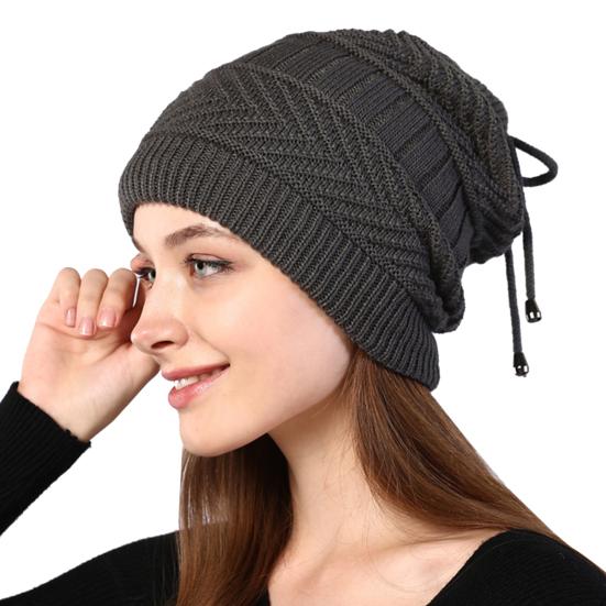 Beanie Hat Solid Color Adjustable Autumn Winter Plush Lining Windproof Hat Scarf for Outdoor