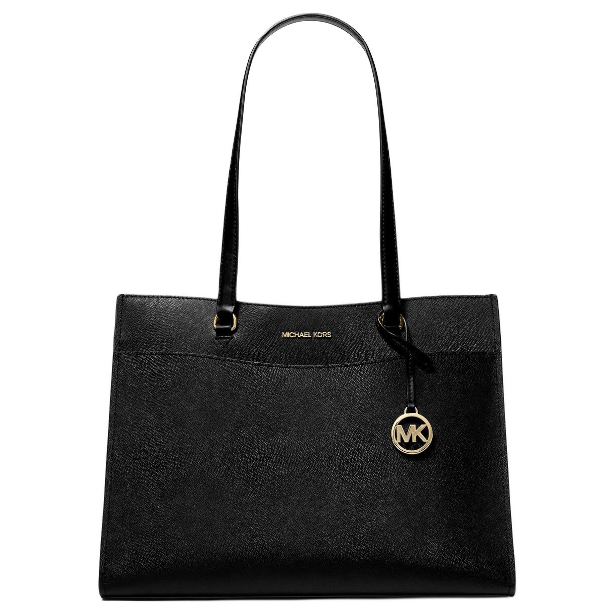 

Michael Kors MK Jet Set Travel Metallic Logo Leather Tote Bag Women tote bags Black 35F4GTVT9L-001 Basic Set (Bag+Dust Bag)
