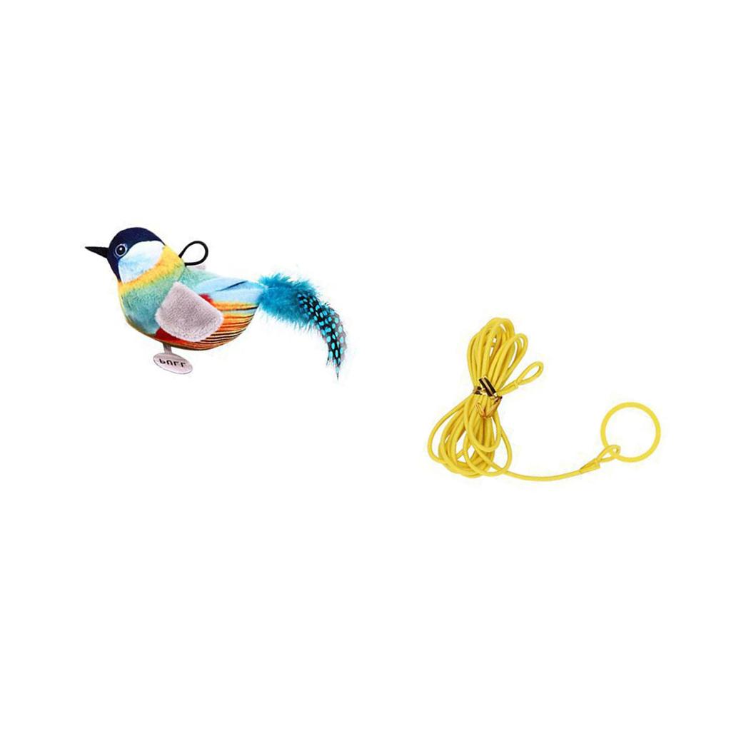 Interactive Cat Toy Set with Electronic Chirping Bird Sound Catnip Cat Feathered Brid for Indoor Cats Exercise Playset