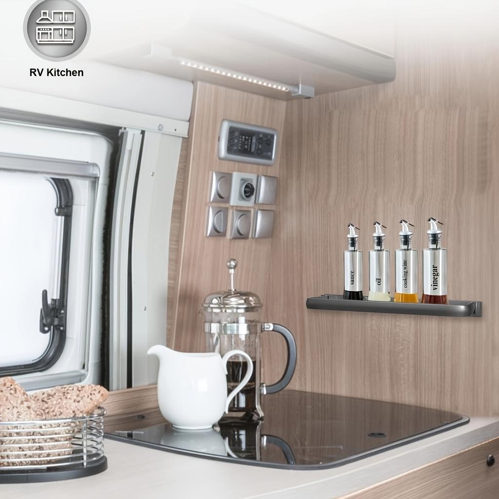 RV Drop-down Aluminum Foldable Shelves Are Used for Wall Storage In RVs and Campers and for Saving Space In RVs. The 90° Foldable Racks