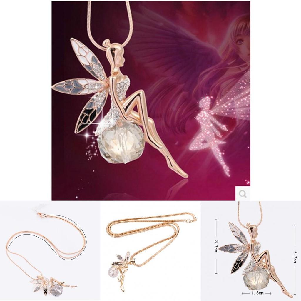 Floral Angel Wing Necklace Alloy Fashion Jewelry Stylish Accessory Gift For Her Birthday Wedding