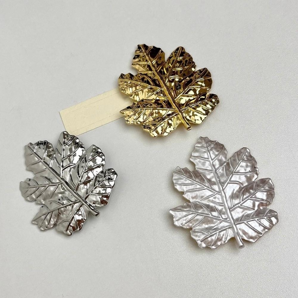 Corsage Ornament Maple Leaf Brooch French Style Metal Glossy Brooch Long Leaf Pin  Women