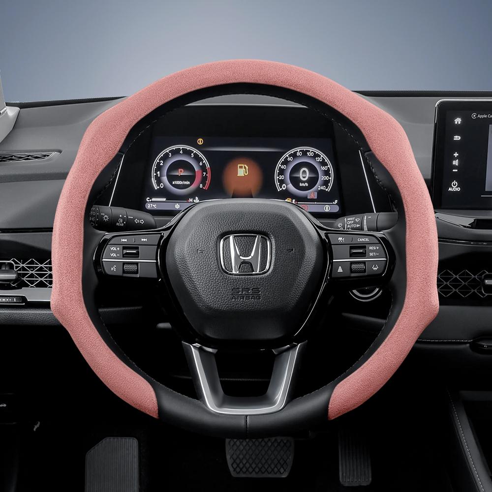 AAALV1 Suitable for Honda Premium Suede Snap-On Steering Wheel Cover Anti-Slip Durable Car Accessories Civic Fit 8Th Gen 8 City Accord 9 10 Vezel 